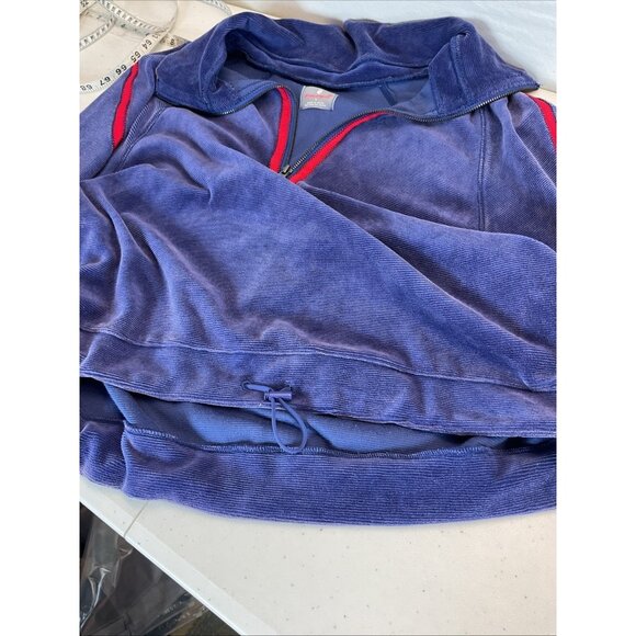 Free People Movement Sweatshirt Velour Cropped Oversized 1/2 zip boxy Blue sz LG - Picture 6 of 11